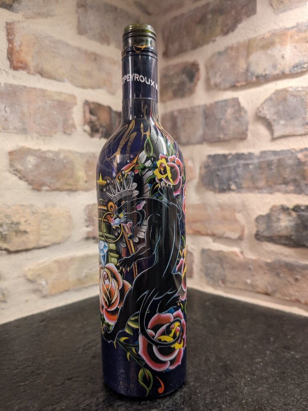 Ed Hardy Wine Bottle Candle Holder Decor
